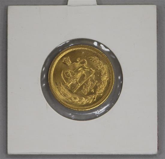 An Iranian One Pahlavi gold coin, 8.1g net, AEF